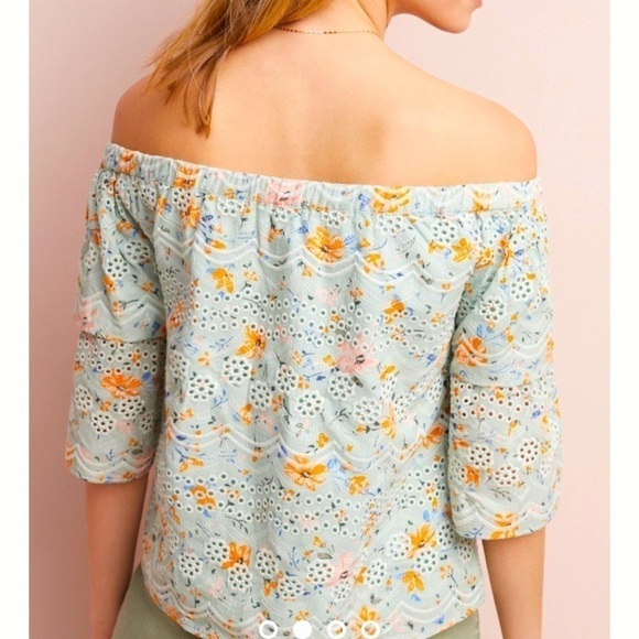 Anthropologie | LAIA Ashtabula Off-The-Shoulder cotton eyelet Blouse - Picture 4 of 9